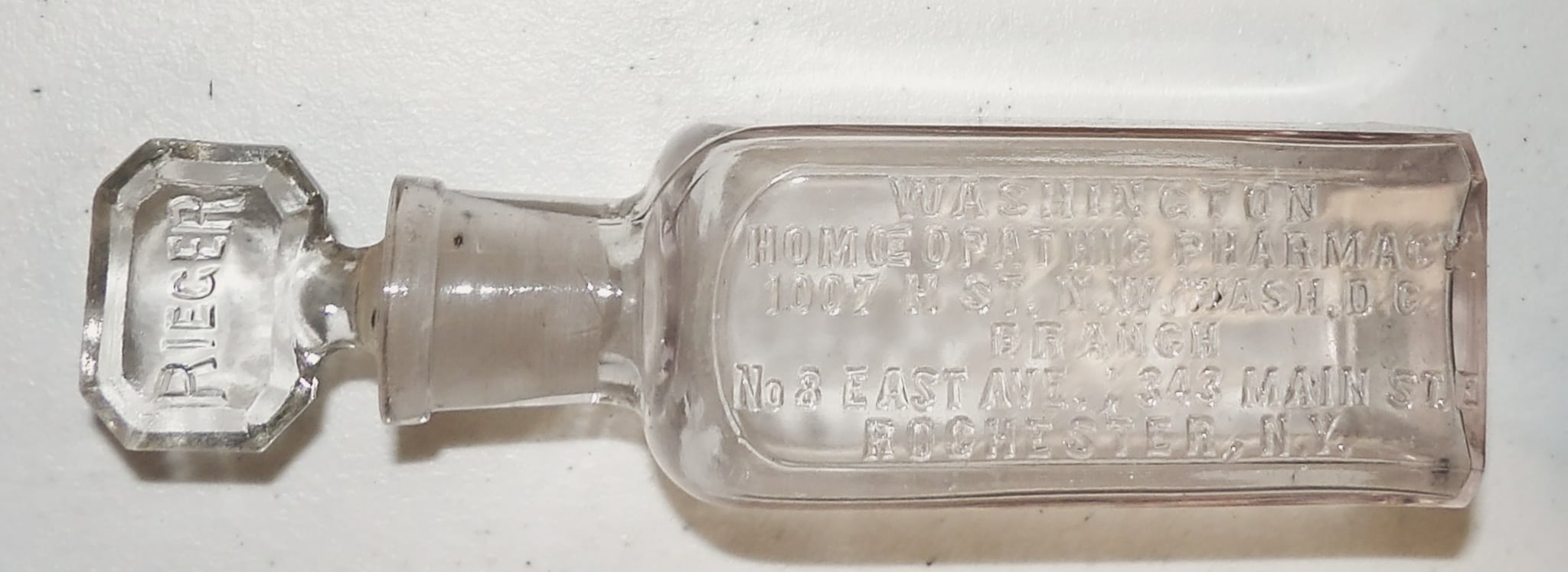 100 Year Old RIEGER Glass Homeopathic Bottle