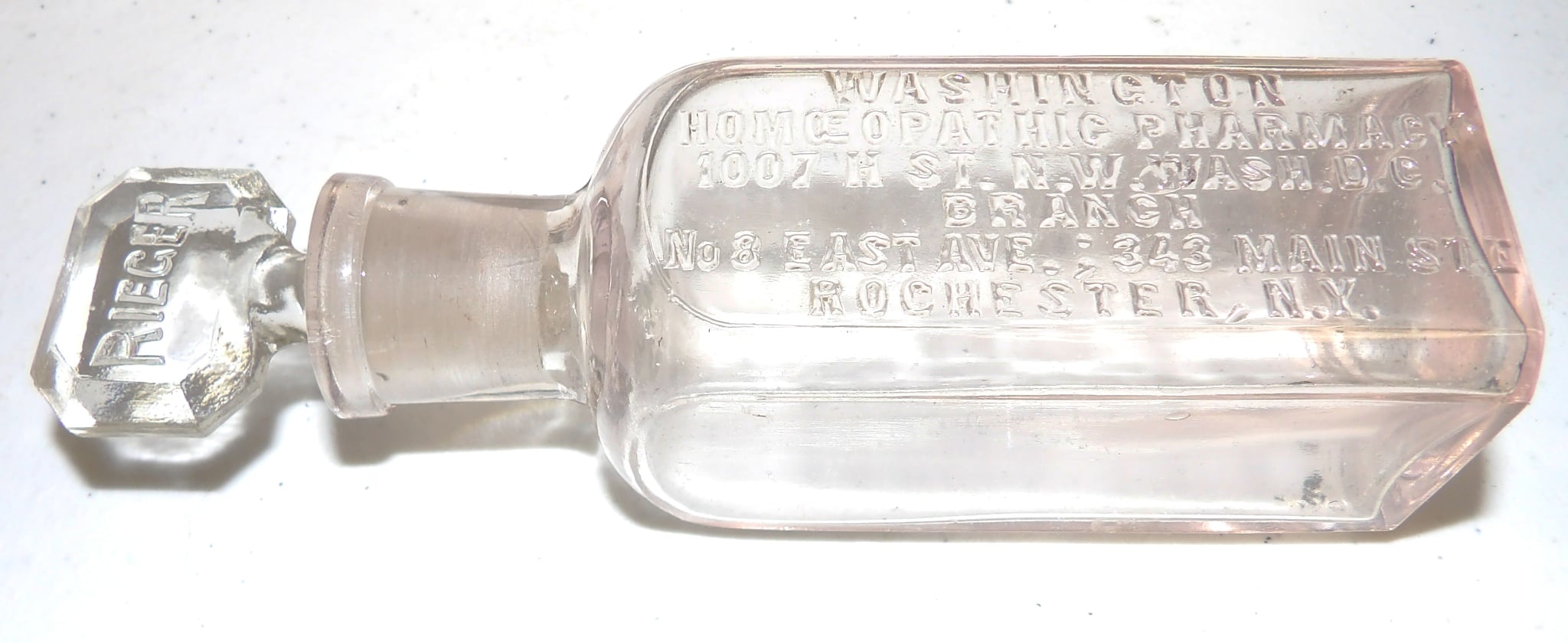 100 Year Old RIEGER Glass Homeopathic Bottle