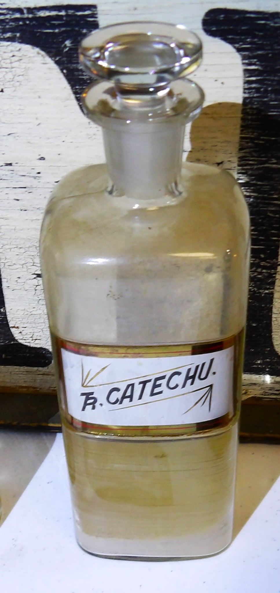 Label Under Glass Antique Catechu Apothecary Bottle