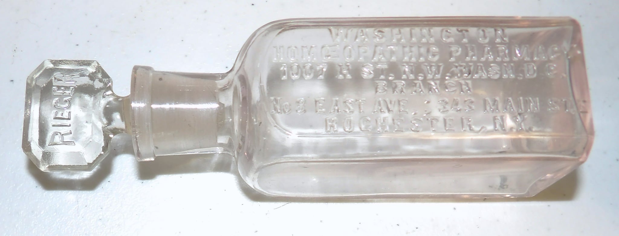 100 Year Old RIEGER Glass Homeopathic Bottle